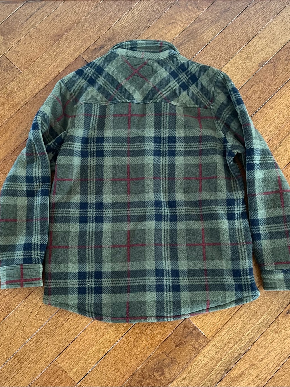 Freedom Foundry Sherpa Lined Flannel Plaid Olive Green Shacket Size Medium - Picture 7 of 10